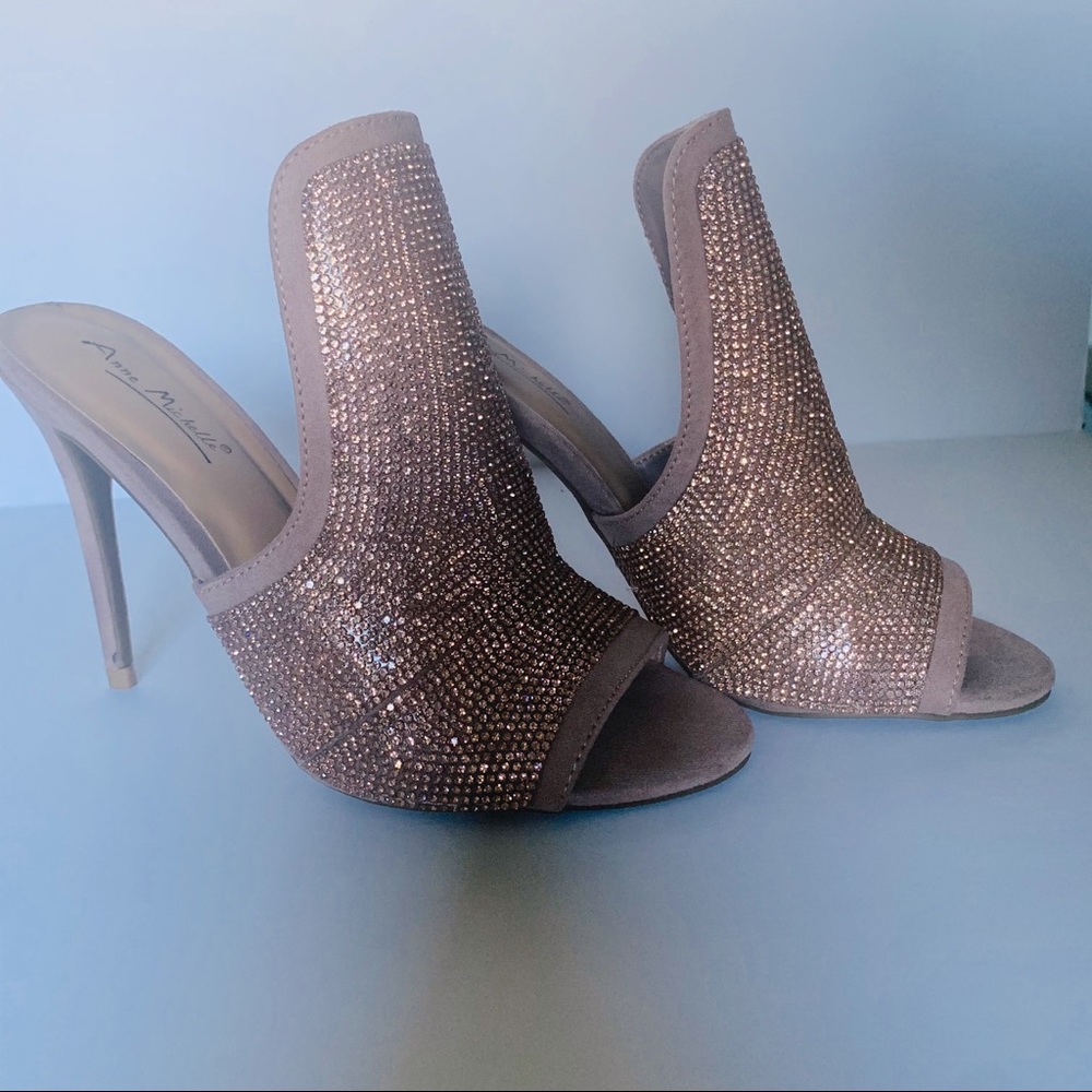 Rose gold open back heels